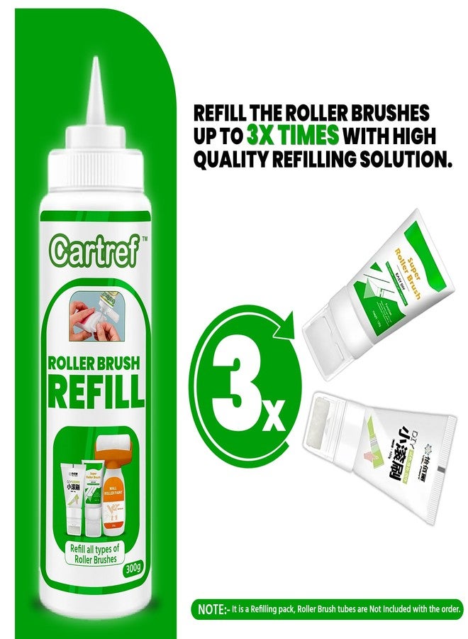 CARTREF Wall Repair Paint Roller Refiller (Refill 3x Times) - Paste Paint for Repairing, Kids Drawing Remover Roller Brush (White, 300ml) - Image 3